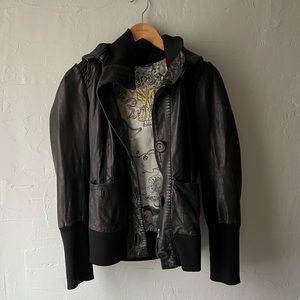 Vintage Mackage hooded leather jacket women’s small